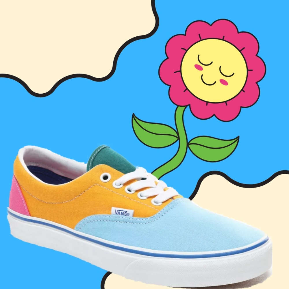 Vans Era Canvas Multi Bright Pink Orange Blue Green White Men's Size Listing